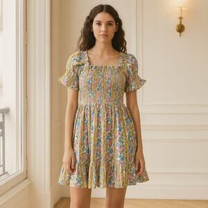 Mille Kiki Off the Shoulder Minidress Yellow Blue S